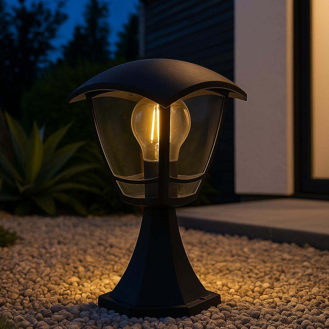 Felinar de Gradina BERLIN Black NEAGRA / STALP ORNAMENTAL / E27 EXTERIOR LAMP