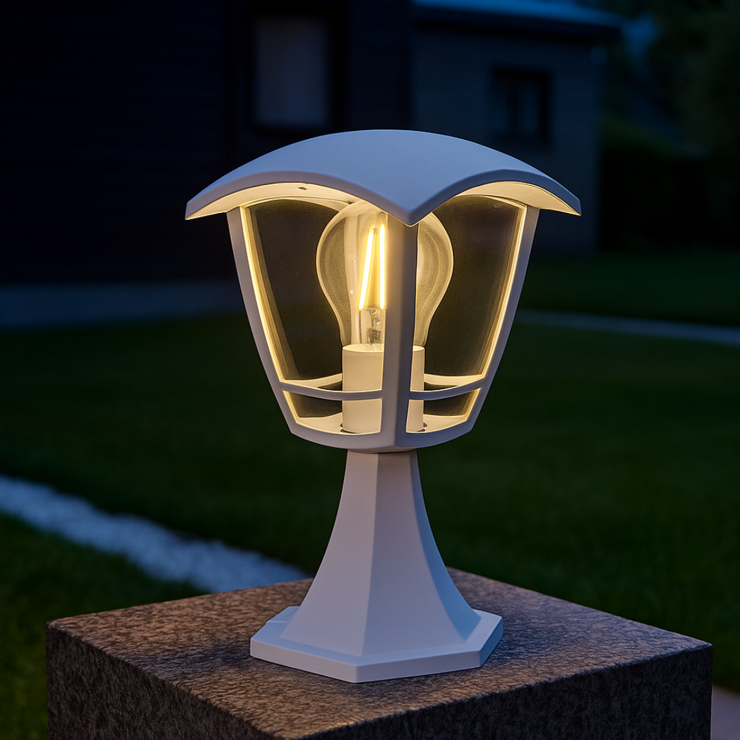 Felinar cu Picior de Gradina BERLIN White ALBA / STALP ORNAMENTAL / E27 EXTERIOR LAMP