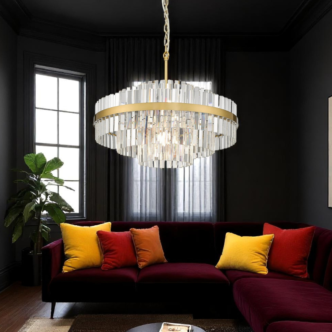 Candelabru Cristal 12xG9 Gold Kanso ALB + AURIU / CRISTAL / 60CM Chandeliers Crystal