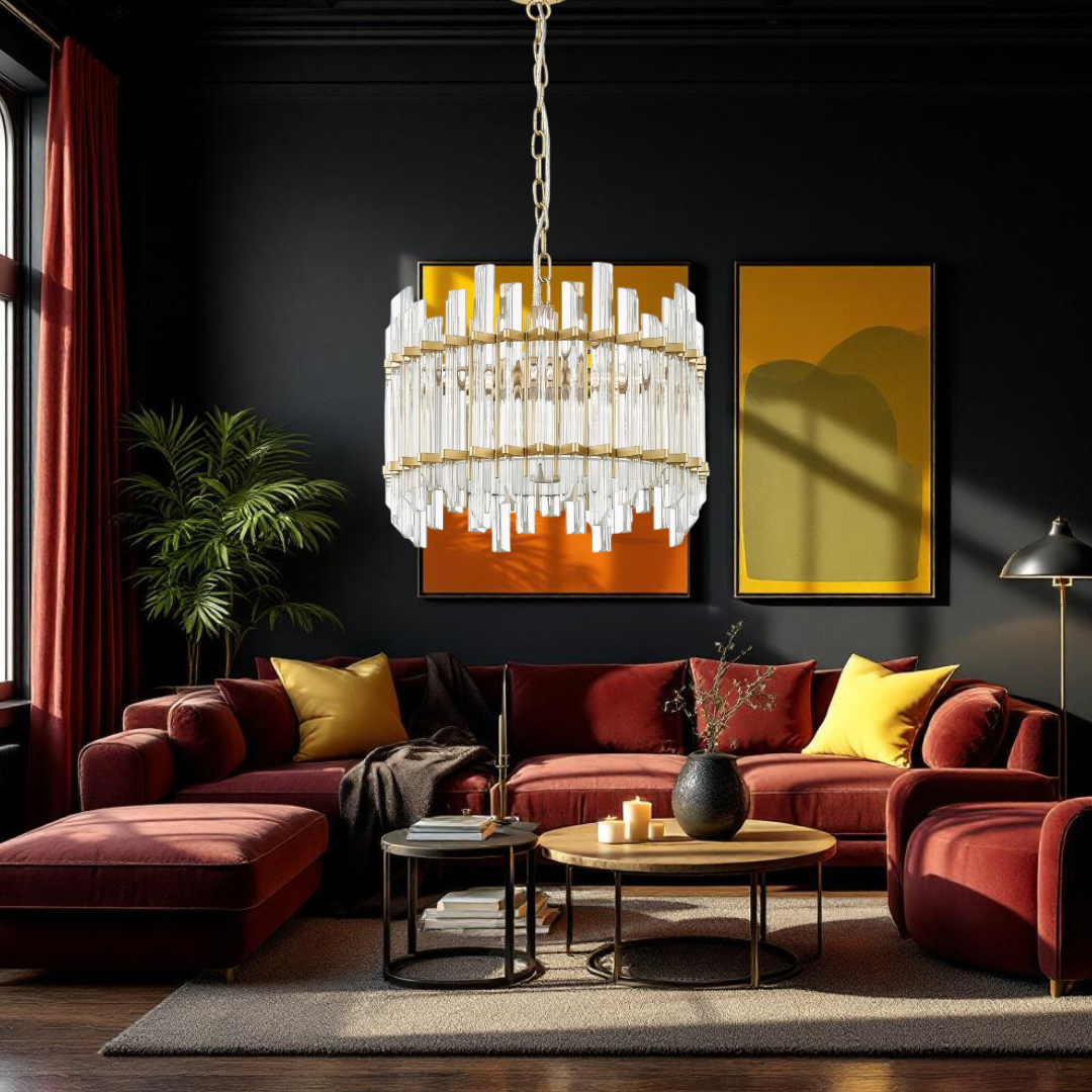 Lustra Cristal 6XG9 Gold Klaro ALB + AURIU / CRISTAL / 40CM Chandeliers Crystal