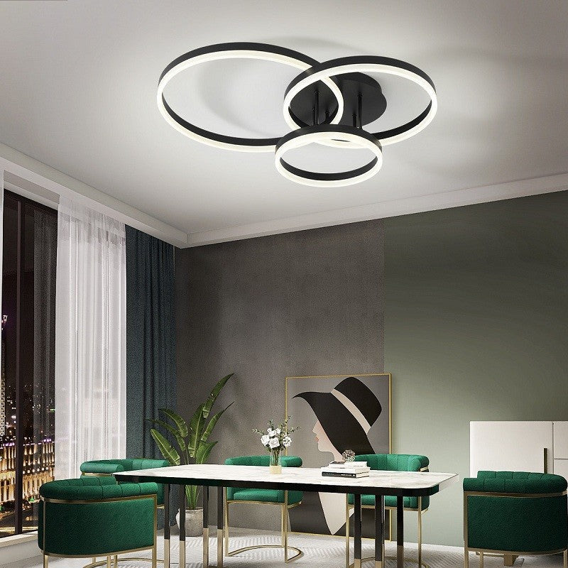 Lustra Led Beauty Black Circle Echivalent 600W Telecomanda Lighting Fixtures
