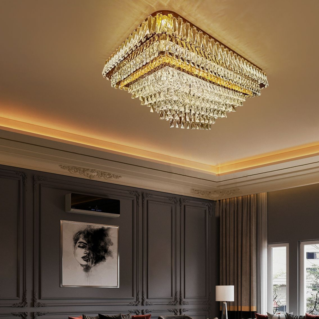 Lustra LED Aplicata Grand Glam Telecomanda CHROME / 115CM / CRISTAL Chandeliers