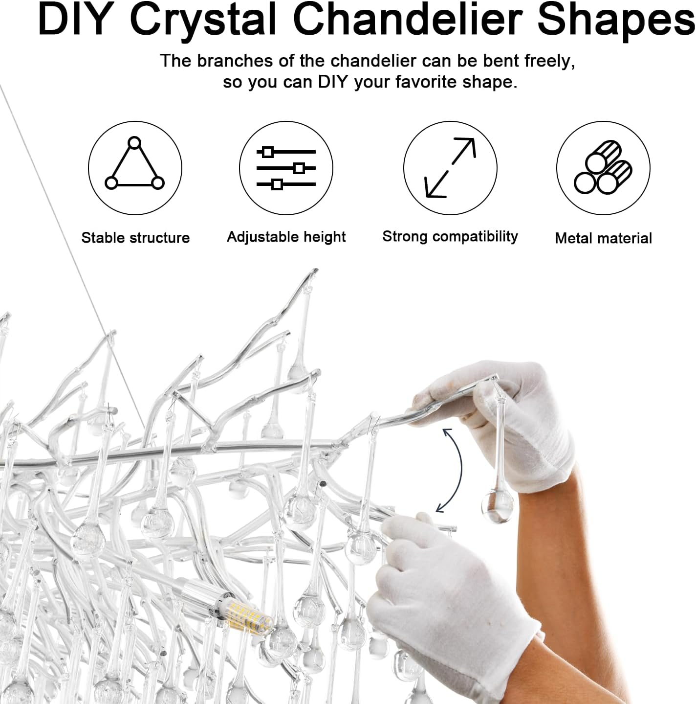 Candelabru Cristal LUXURY Silver Tears 60CM ARGINTIE / 60CM / LUXURY Chandeliers Crystal