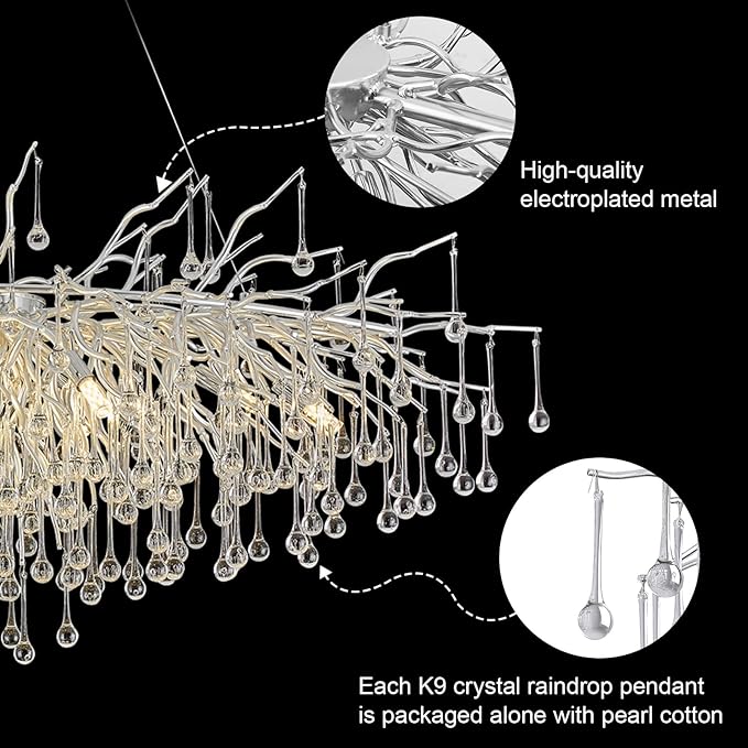 Candelabru Cristal LUXURY SILVER Tears 120x60cm ARGINTIE / 120CM / LUXURY Chandeliers Crystal