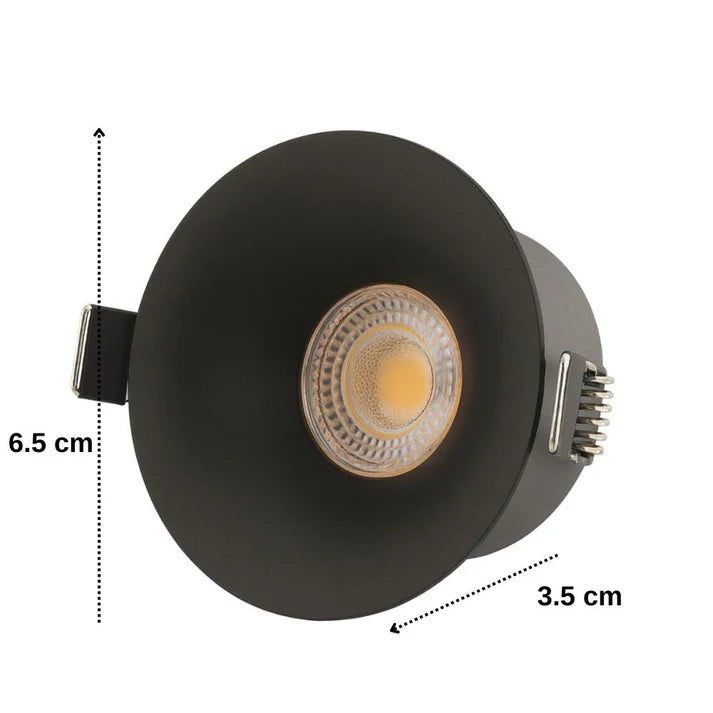 Spot COB LED 7W Rotund Negru / ⌀65mm / Incastrabil / Lumina Calda