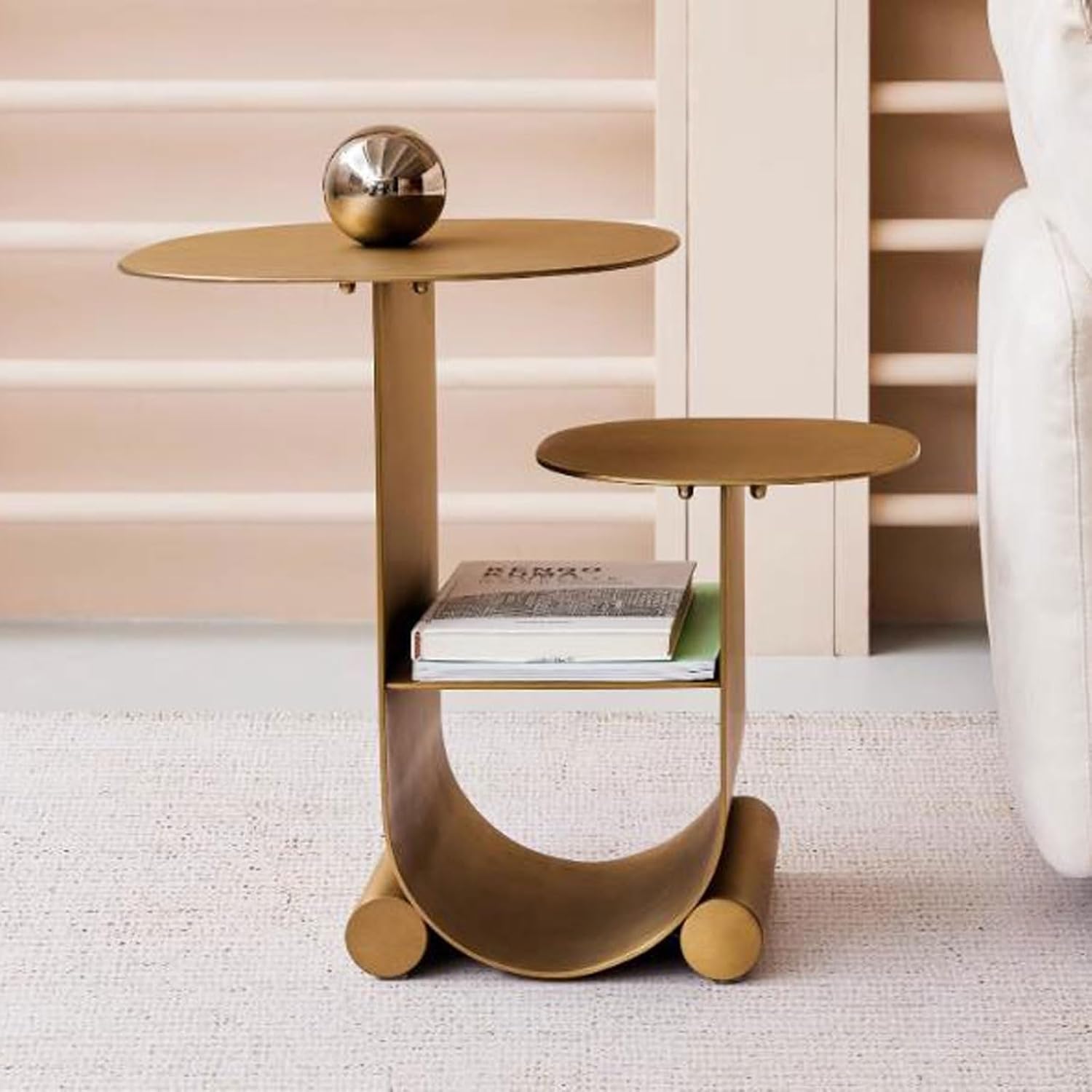 Masa Decorativa Brass Duo Golden Moderna din Metal MASA DECORATIVA / AURIE / 55CM decorative table