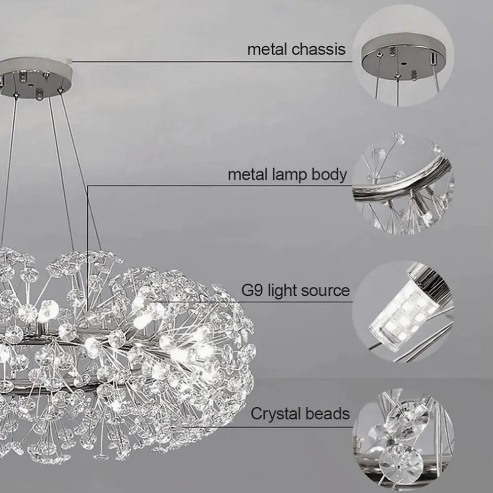 Lustra Suspendata Crystal Dandelion Silver XXL Lighting Fixtures