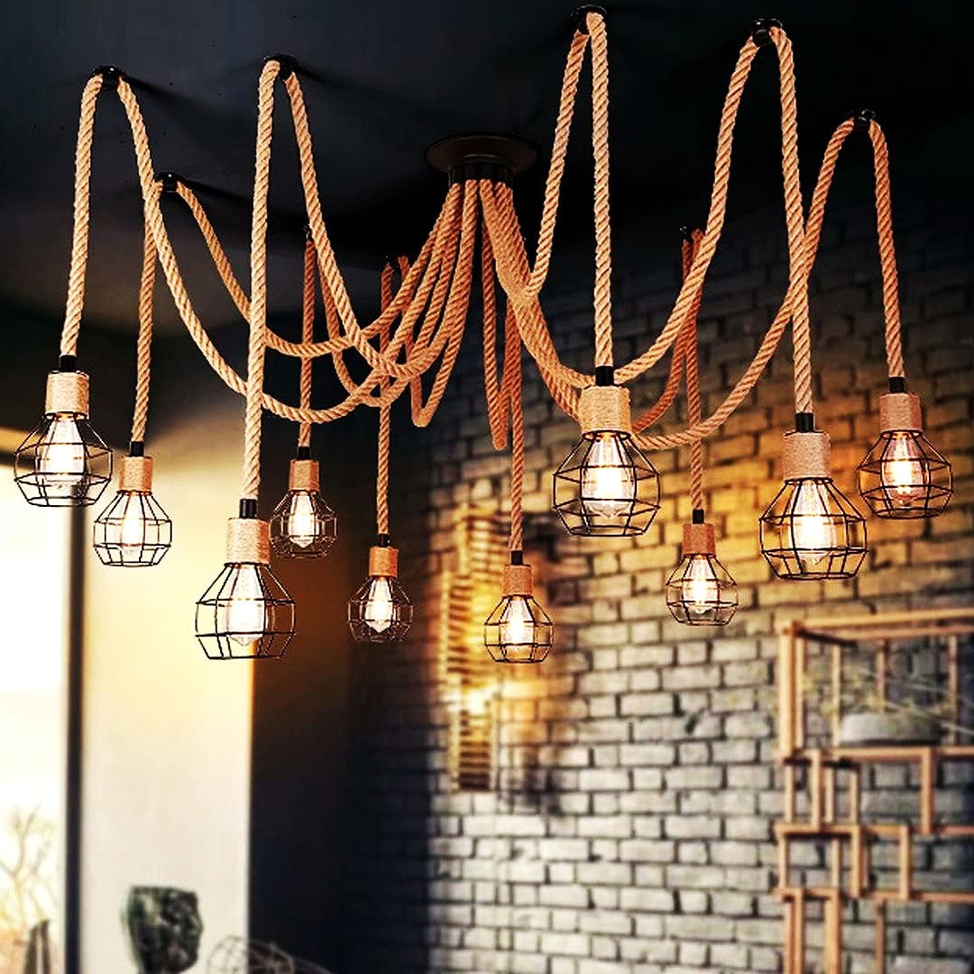 Lustra Vintage SPIDER ROPE 10xE27 NEAGRA / VINTAGE SI RETRO DESIGN Lighting Fixtures