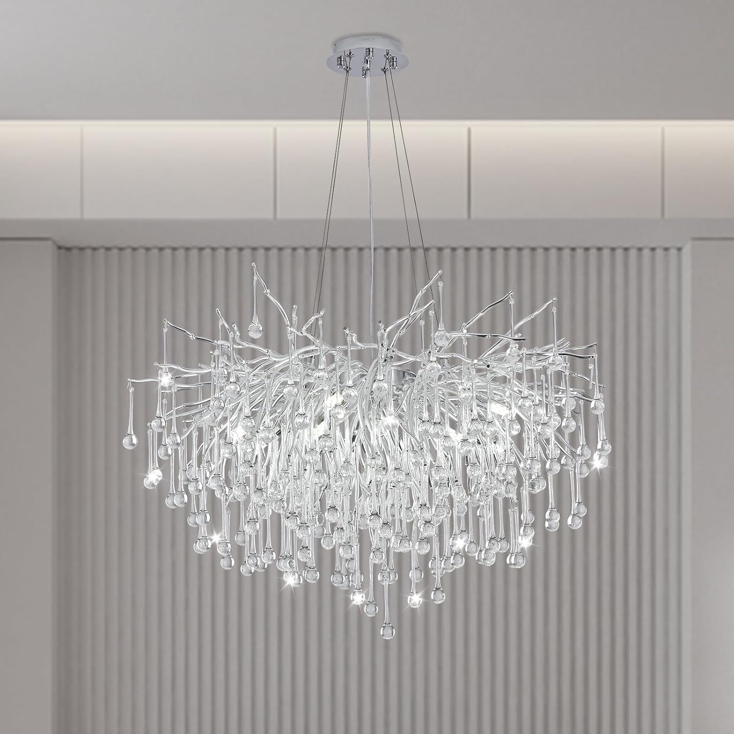 Candelabru Cristal LUXURY Silver Tears 60CM ARGINTIE / 60CM / LUXURY Chandeliers Crystal