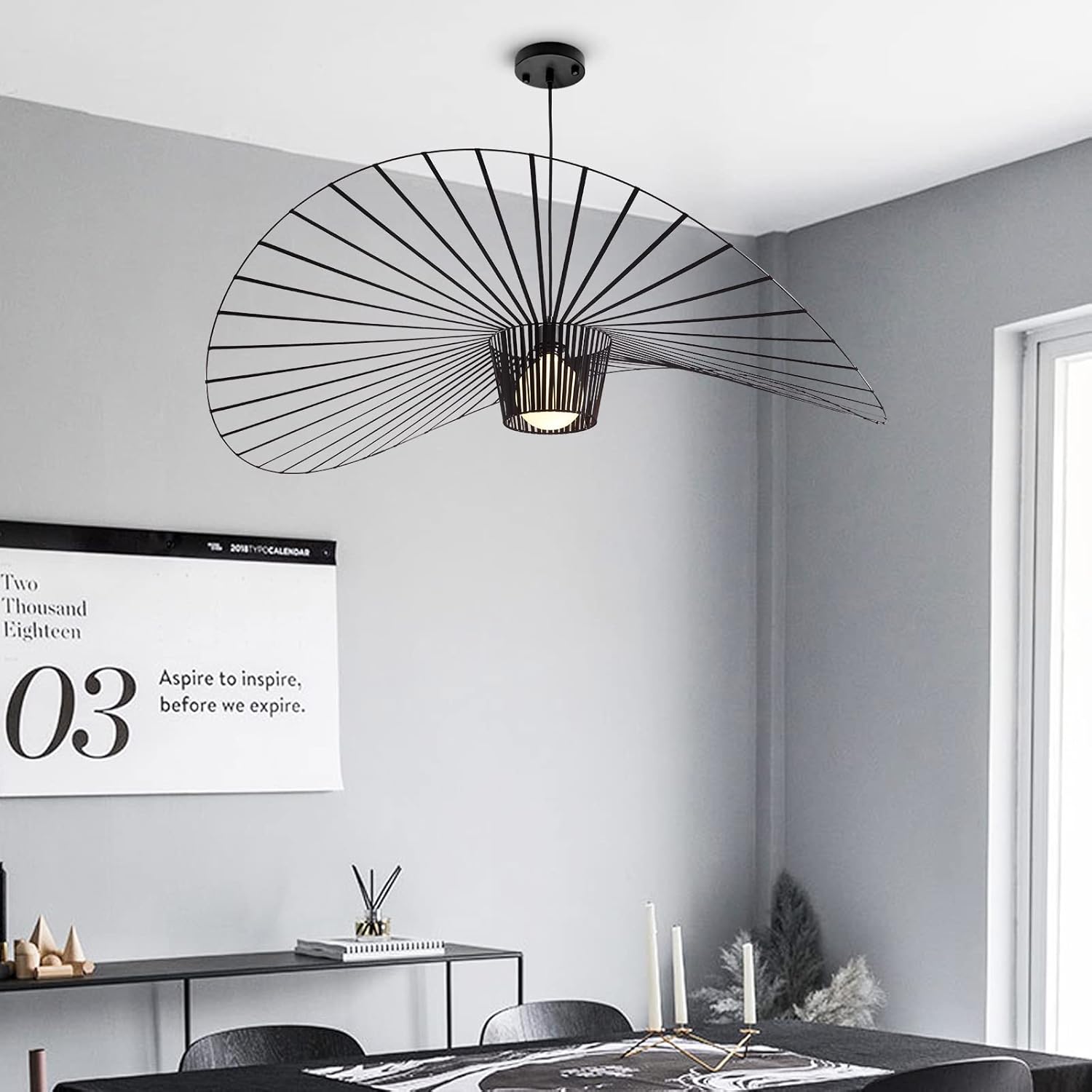 Pendul Nordic Sombrero Negru Dx1021-600 Lighting Fixtures