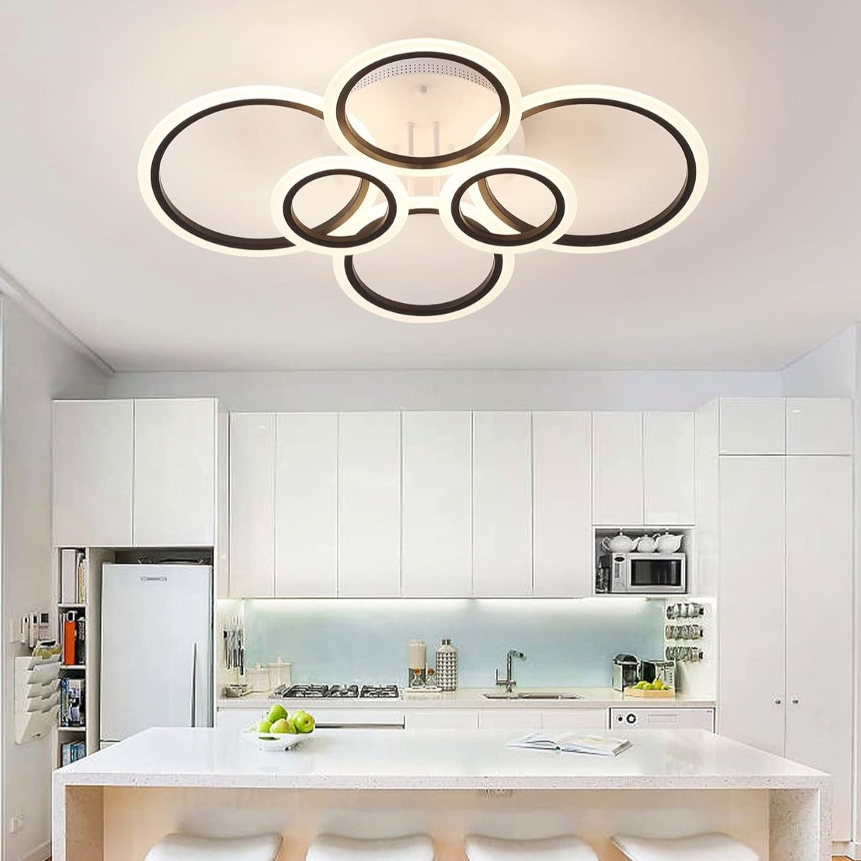 Lustra Led 4 + 2 Circle Maxi Alb + Negru Smart Echivalent 600W Lighting Fixtures