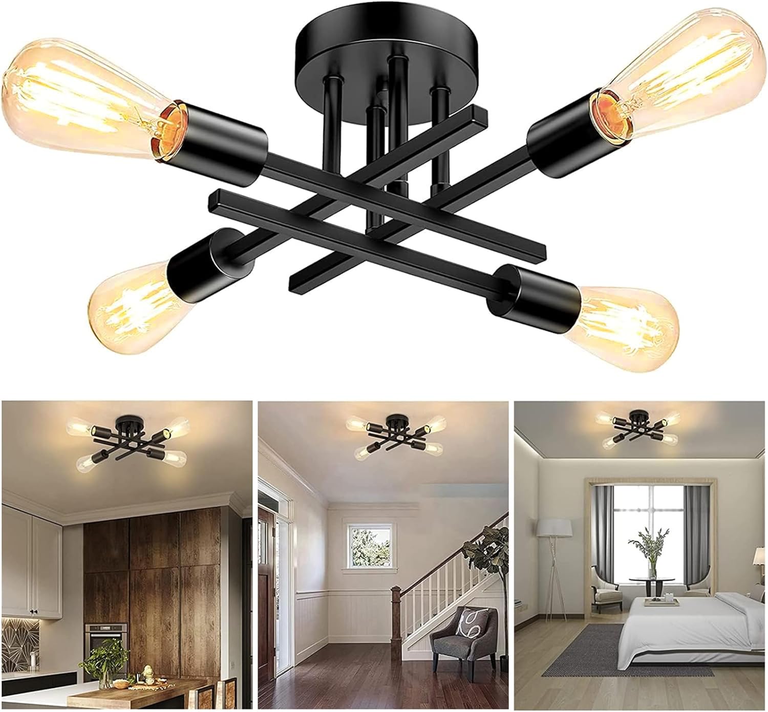 Lustra Vintage 4Xe27 Black 3215/4Bk Lighting Fixtures