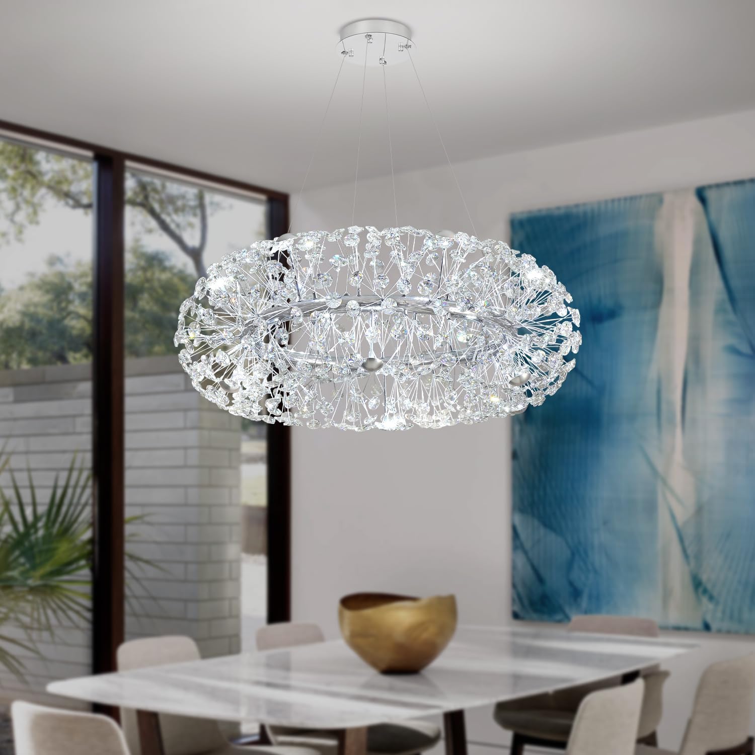 Lustra Suspendata Crystal Dandelion Silver XXL Lighting Fixtures