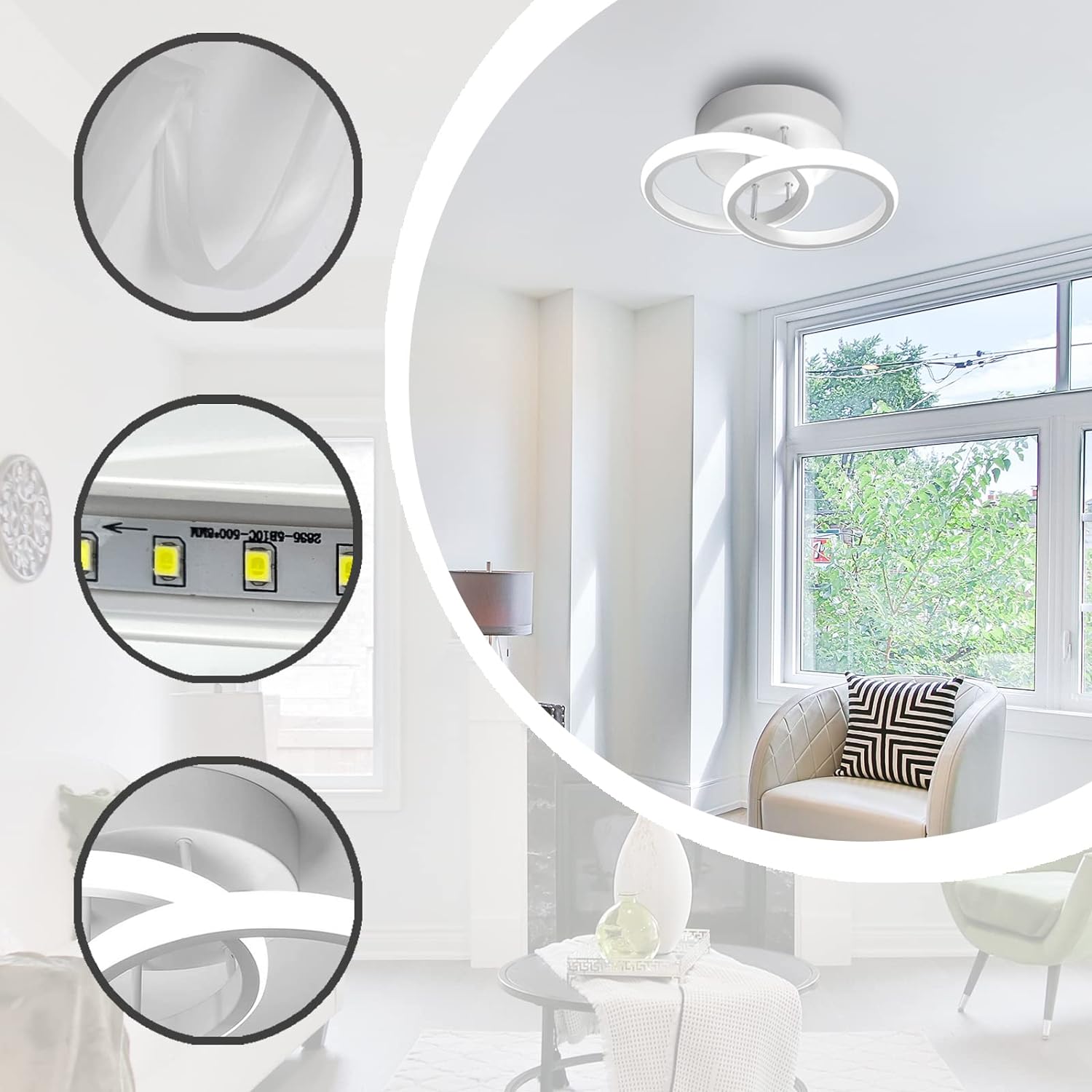 Lustra Led 28W Two Circle Echivalent 200W Lighting Fixtures