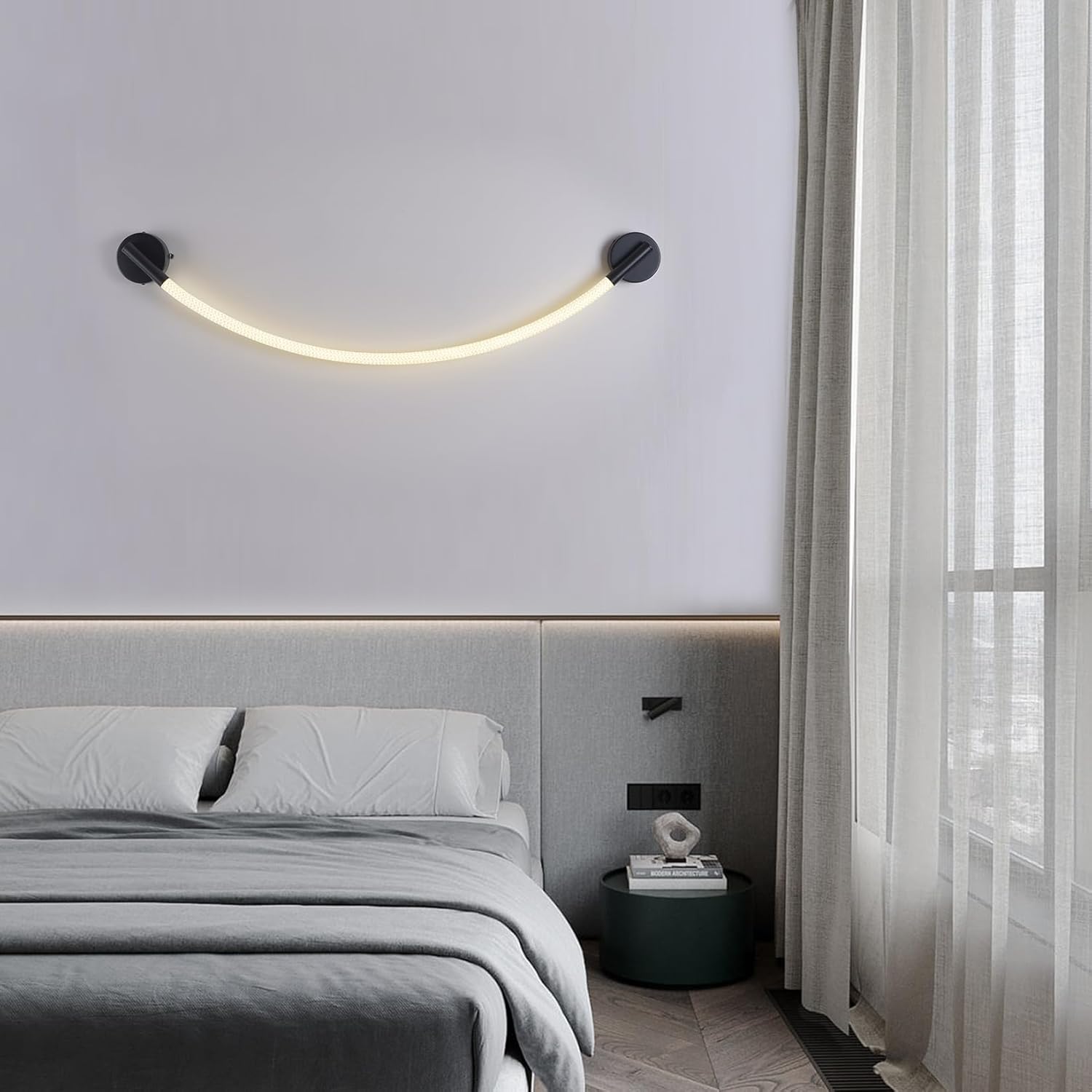 Aplica LED Nordic Style Light Rope Tube G4011 Black NEAGRA / APLICA PERETE / MINIMALIST DESIGN Wall Light Fixtures