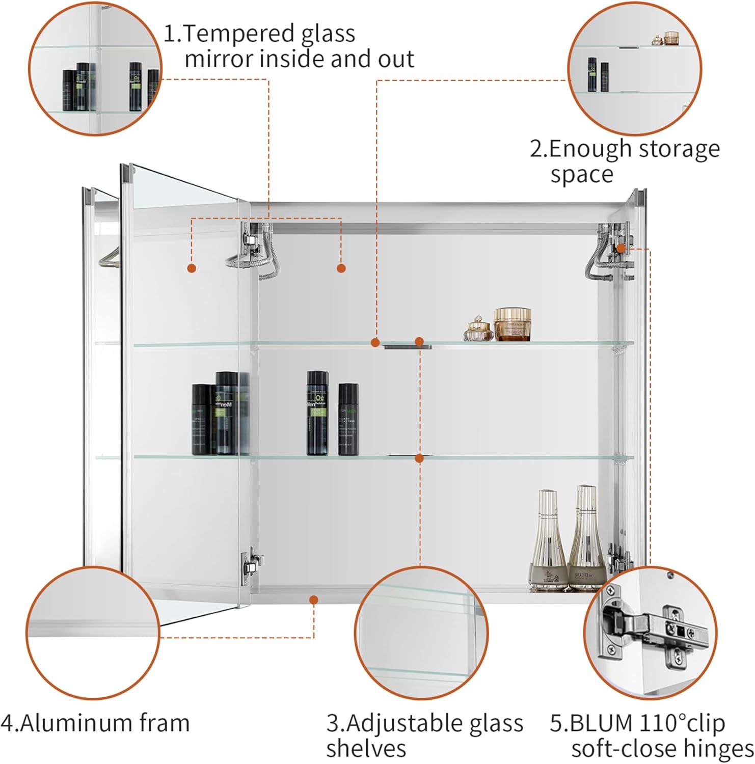 Dulap Baie Cu Oglinda LED Lyte Functii Multiple 80X70CM / GRI LED MIRROR