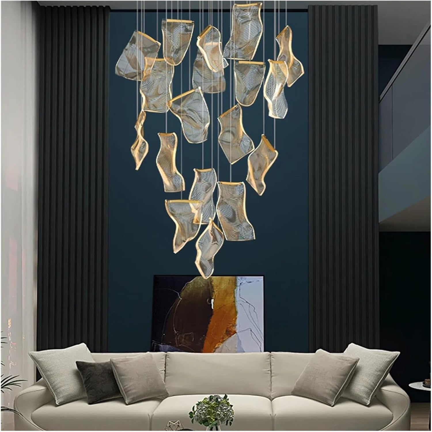 Lustra LED Luxury PAPER QUILL GOLD 18Elemente Echivalent 350W Telecomanda