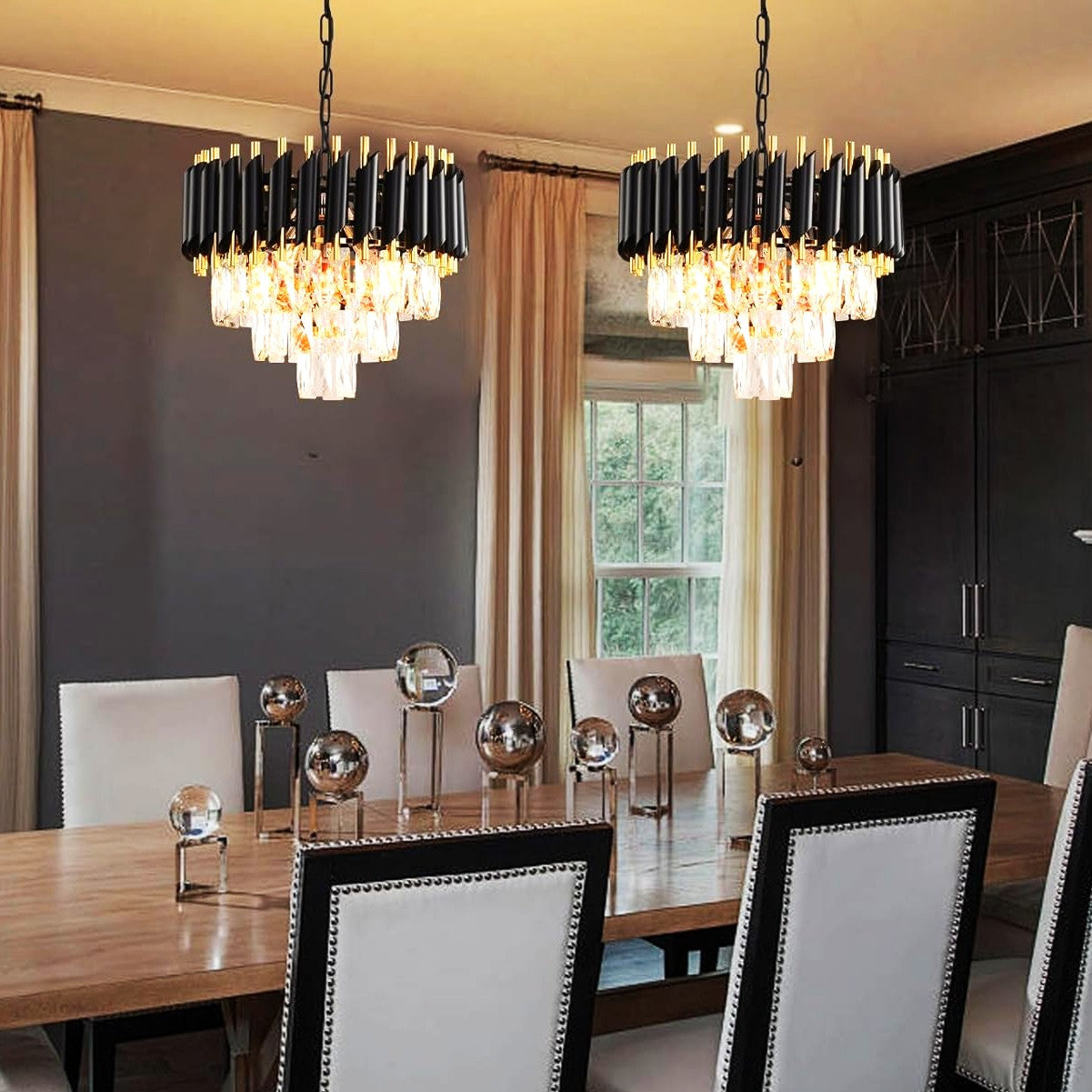 Candelabru Cristal BLACK PANTHER 300mm NEGRU + AURIU / CRISTAL / 30CM Chandeliers Crystal