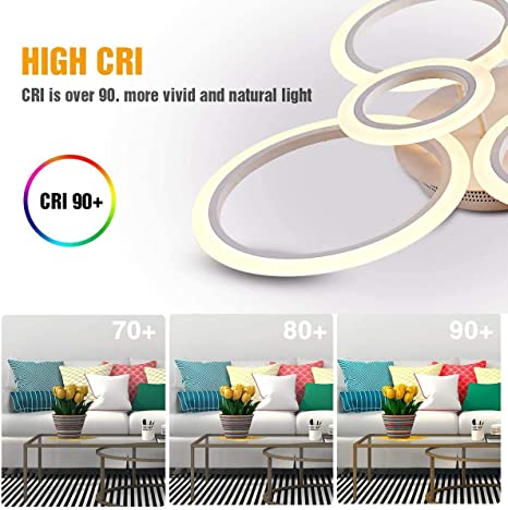 Lustra Led 4 + 2 Circle Maxi Design Alb Telecomanda Echivalent 600W Lighting Fixtures