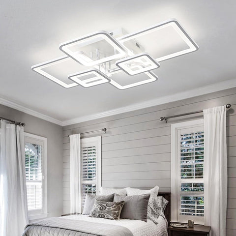 Lustra LED 4+2 SQUARE Alba Echivalent 800W Telecomanda - Resigilat R1 -