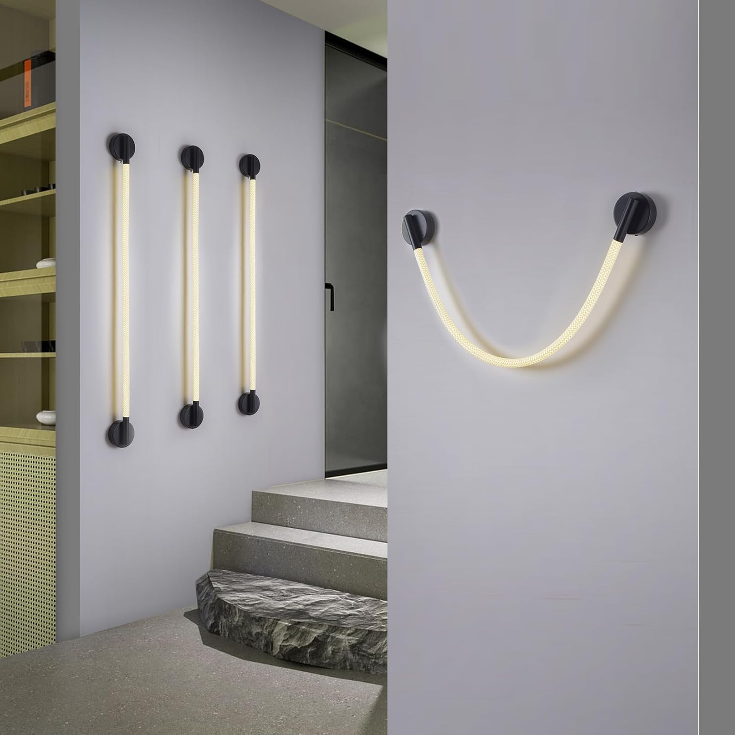 Aplica LED Nordic Style Light Rope Tube G4011 Black NEAGRA / APLICA PERETE / MINIMALIST DESIGN Wall Light Fixtures