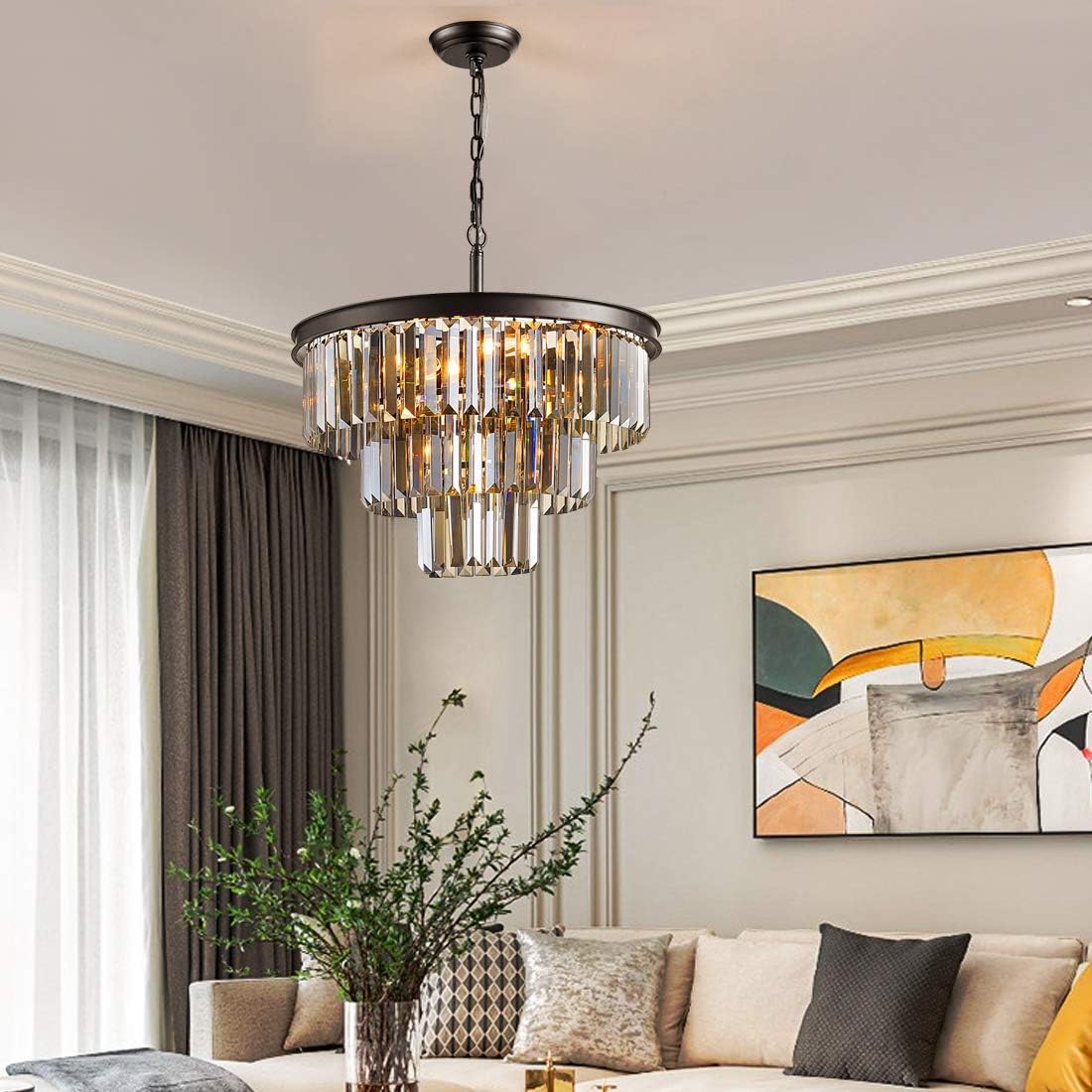 Candelabru Cristal SMOKY BLACK ROUND 400mm NEAGRA / 40CM / CRISTAL Chandeliers Crystal