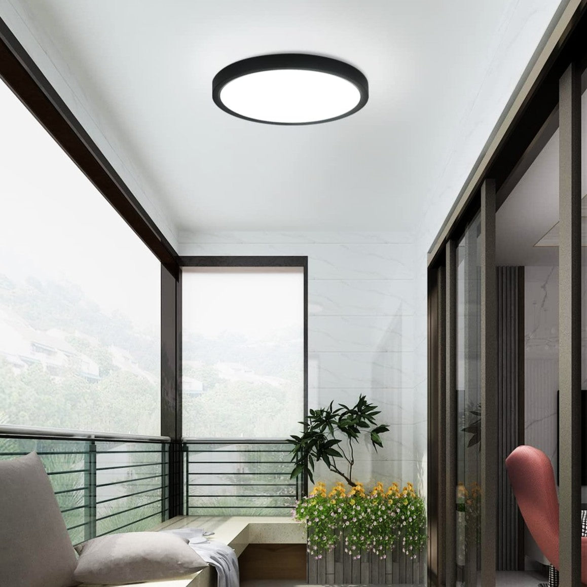 Plafoniera LED Baie 18W 30cm IP44 3 Lumini din buton Echivalent 150W Neagra 3 FUNCTII / 18W / 30CM led ceiling light