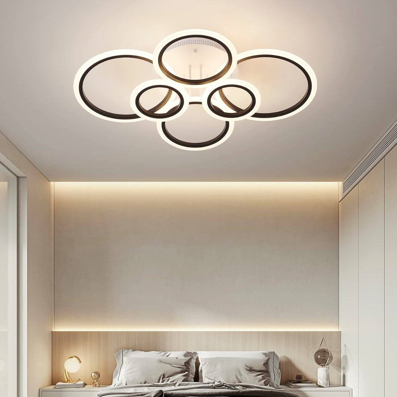 Lustra Led 4 + 2 Circle Maxi Alb + Negru Smart Echivalent 600W Lighting Fixtures