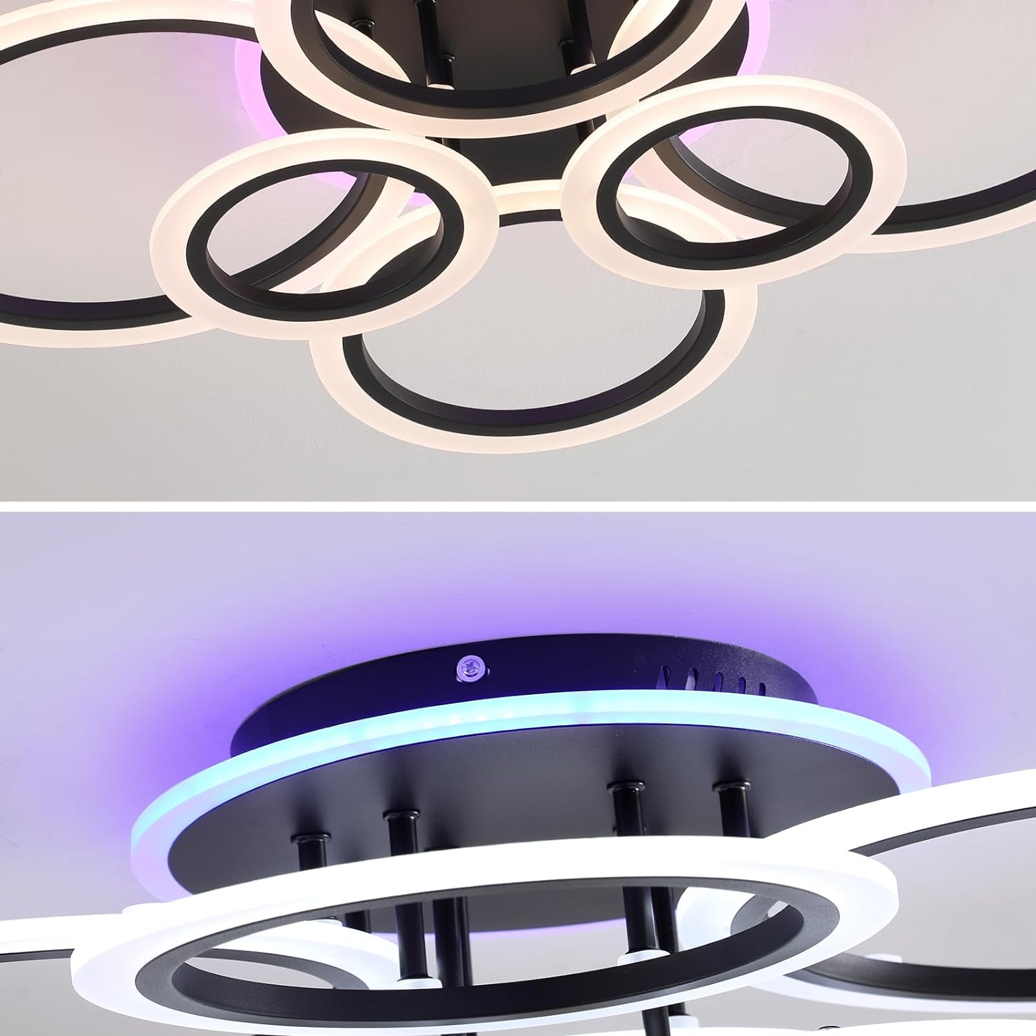 Lustra Led 4 + 2 Circle Rgb Black Telecomanda Echivalent 600W Lighting Fixtures
