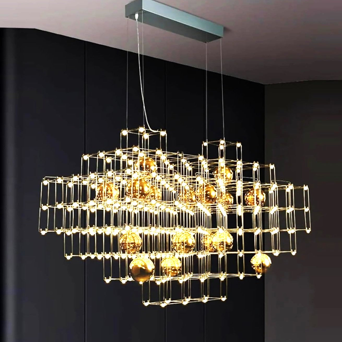 Lustra LED Suspendata Luxury MAGNUS HEART CROM + AURIU / LUXURY Lighting Fixtures