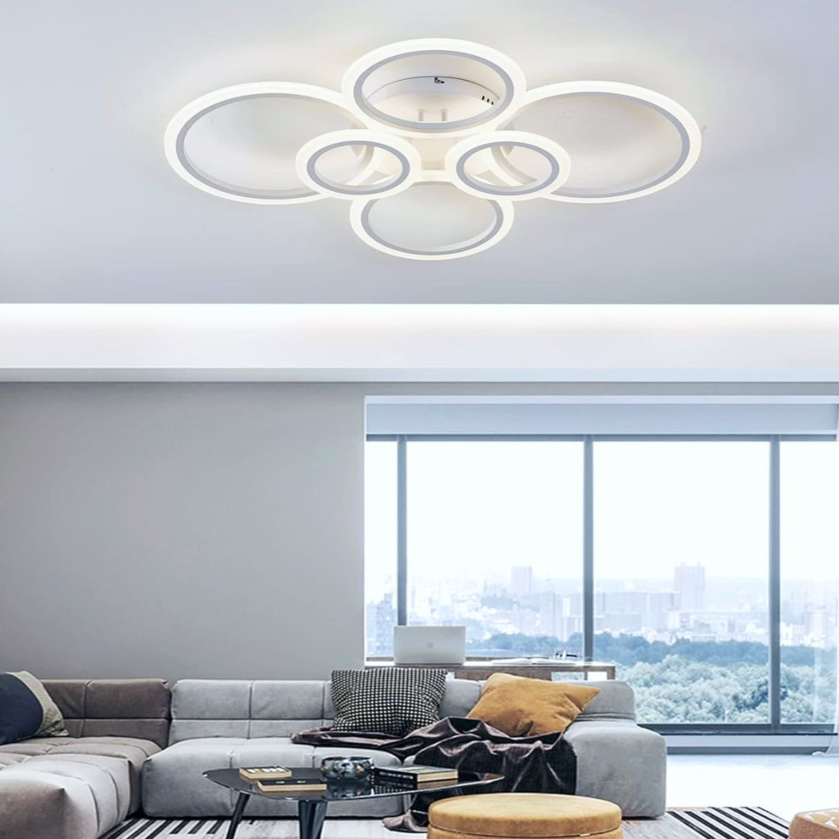 Lustra Led 4 + 2 Circle Maxi Alb Smart Echivalent 600W Lighting Fixtures