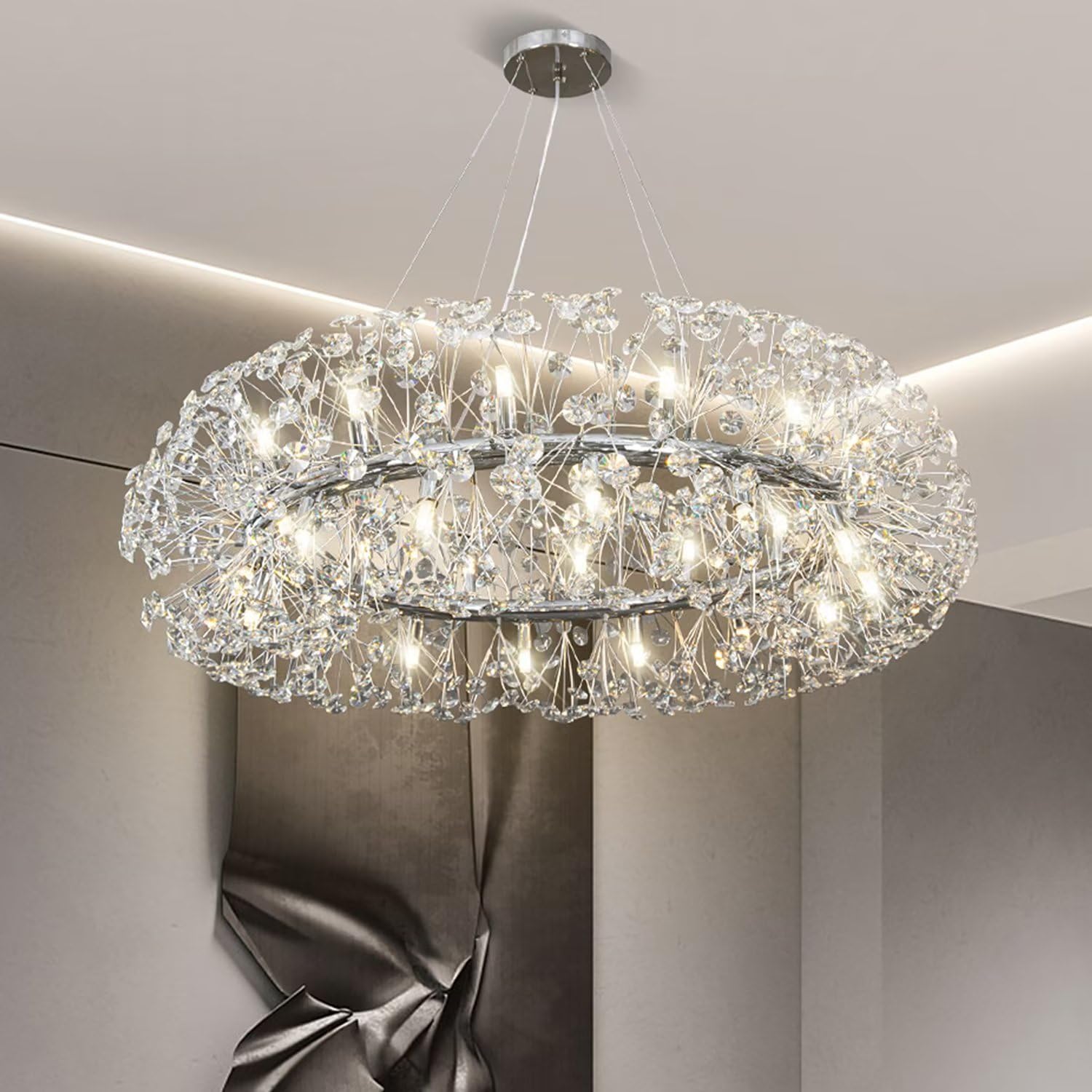 Lustra Suspendata Crystal Dandelion Silver XXL Lighting Fixtures