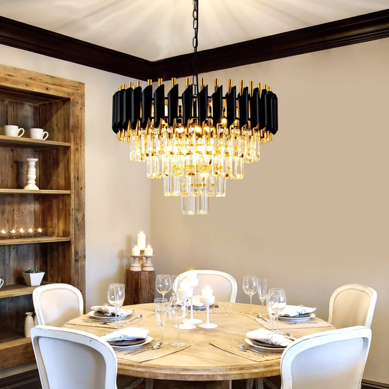 Candelabru Cristal BLACK PANTHER 400mm NEGRU + AURIU / CRISTAL / 40CM Chandeliers Crystal