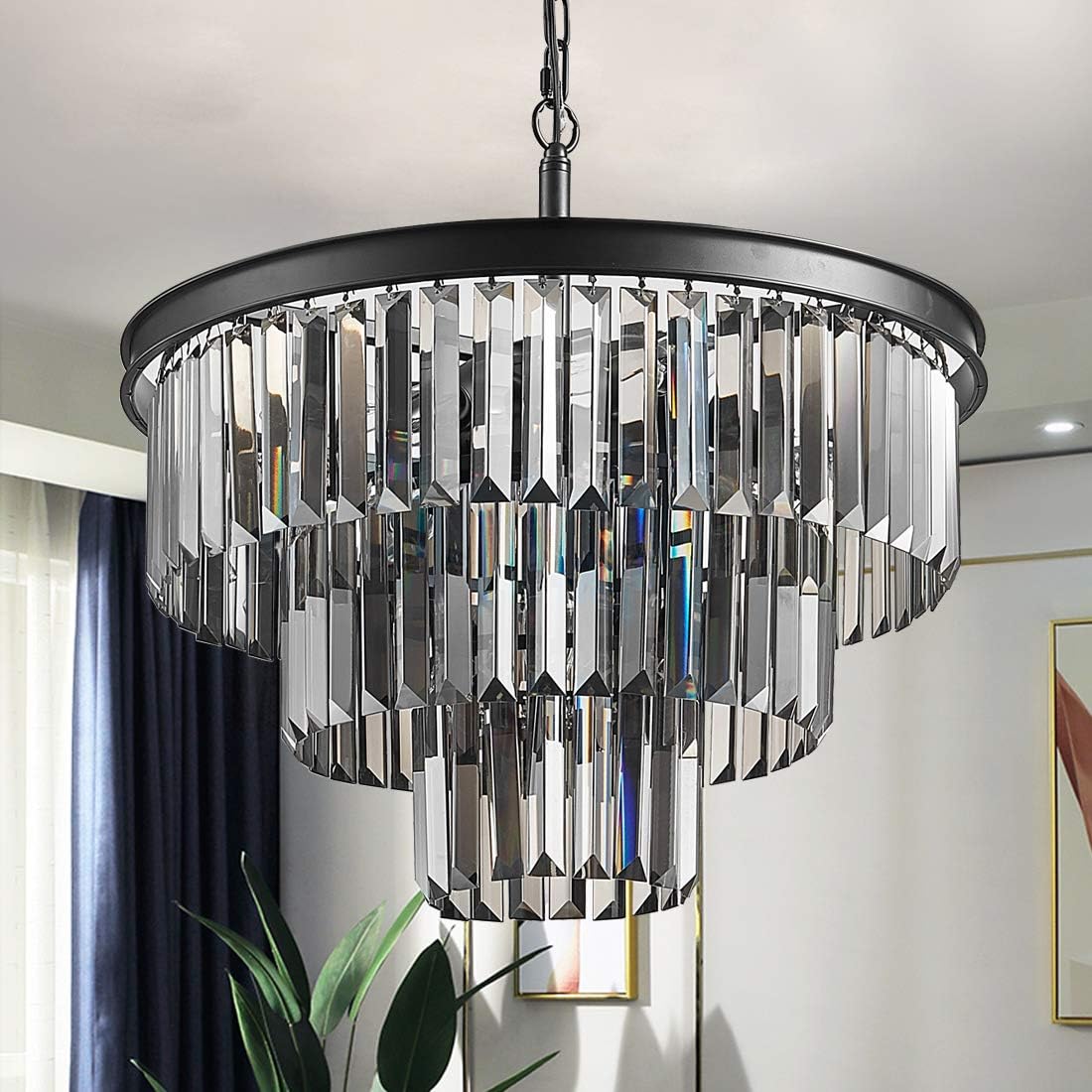 Candelabru Cristal SMOKY BLACK ROUND 400mm NEAGRA / 40CM / CRISTAL Chandeliers Crystal