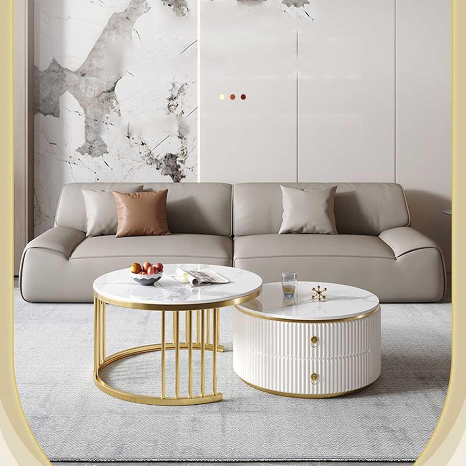 Masa de Dining Valencia Double Marble Deluxe MASA DECORATIVA / ALBA / 80CM decorative table