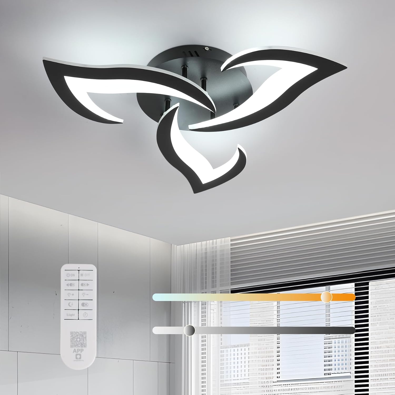 Lustra LED Mini Narcisse Black Echivalent 250W Telecomanda