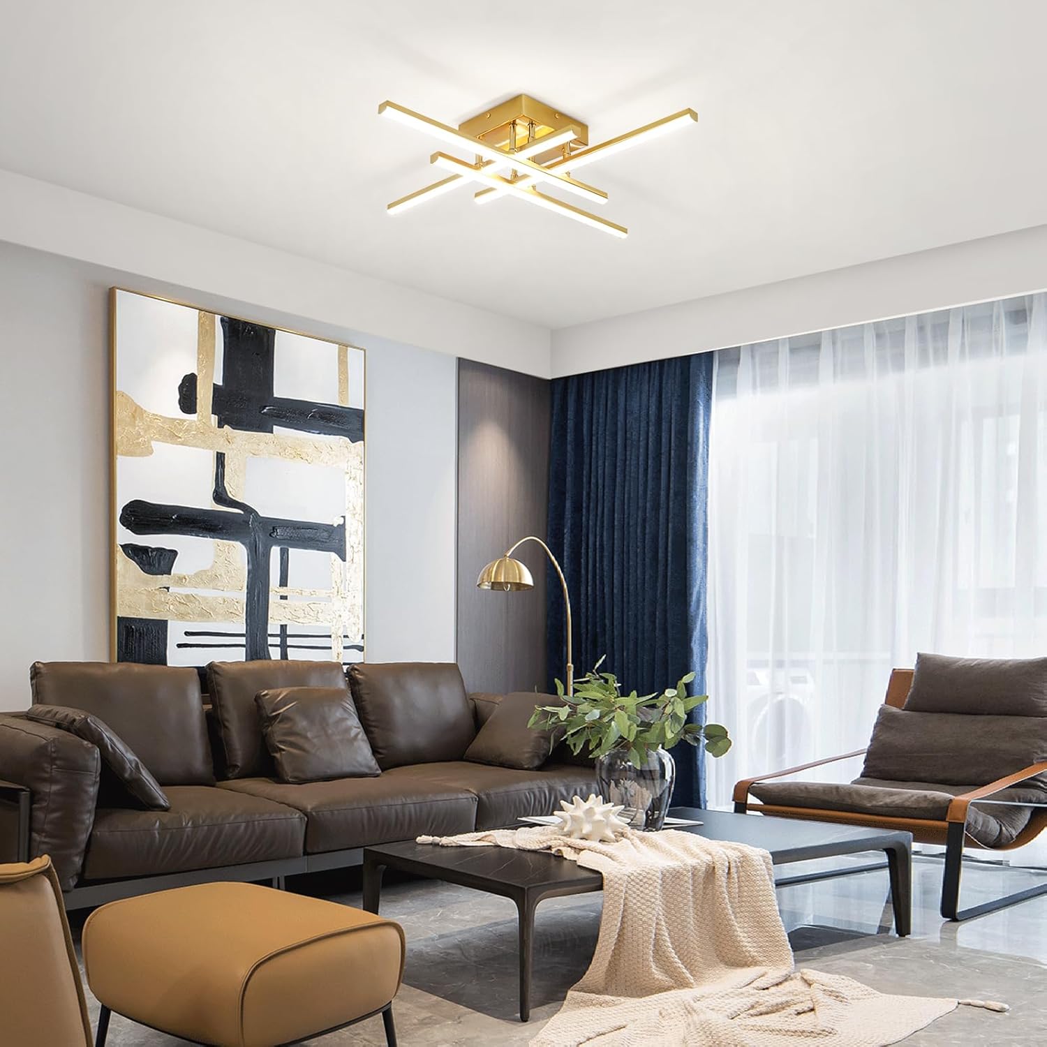 Lustra LED 4 Mini LINES Gold Echivalent 200W Telecomanda