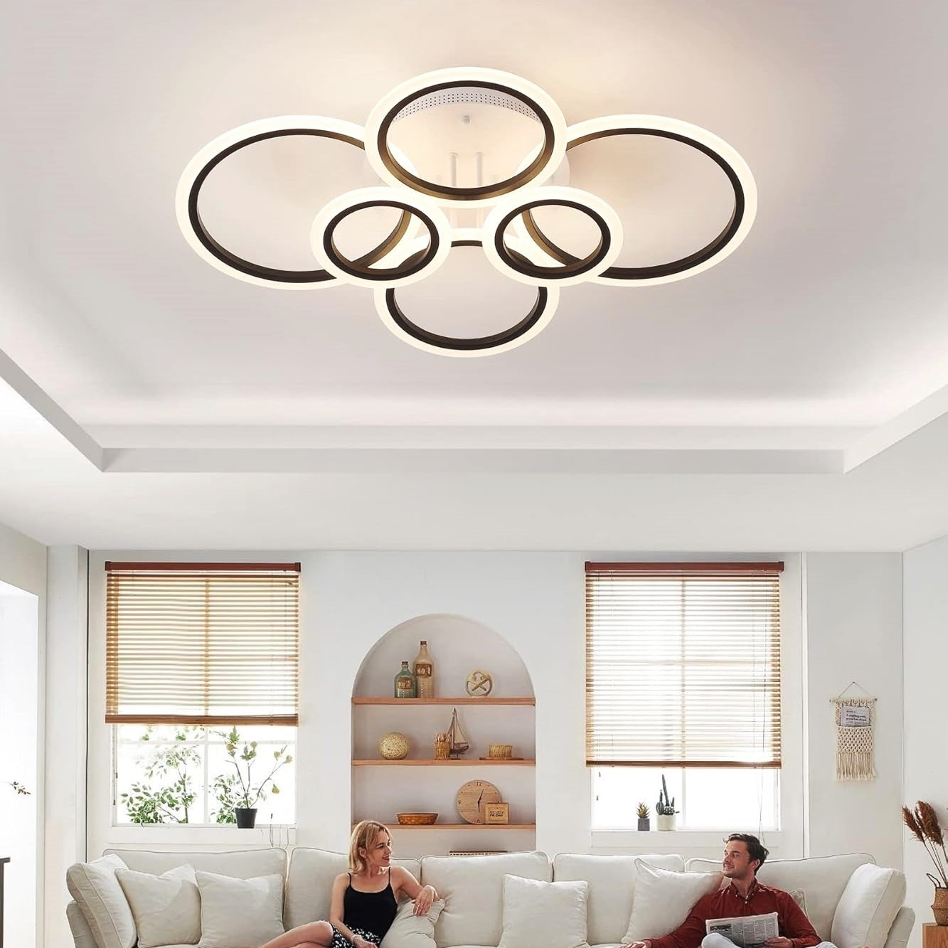 Lustra Led 4 + 2 Circle Maxi Alb + Negru Smart Echivalent 600W Lighting Fixtures