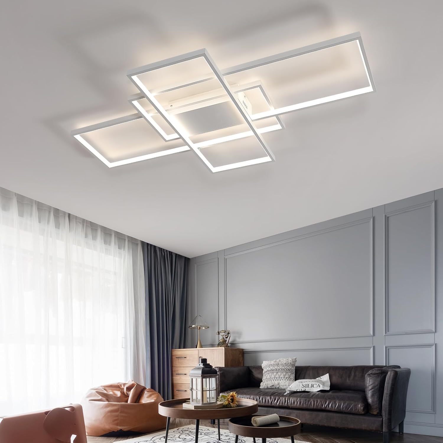 Lustra Led Gadget Alba Echivalent 500W Telecomanda Lighting Fixtures