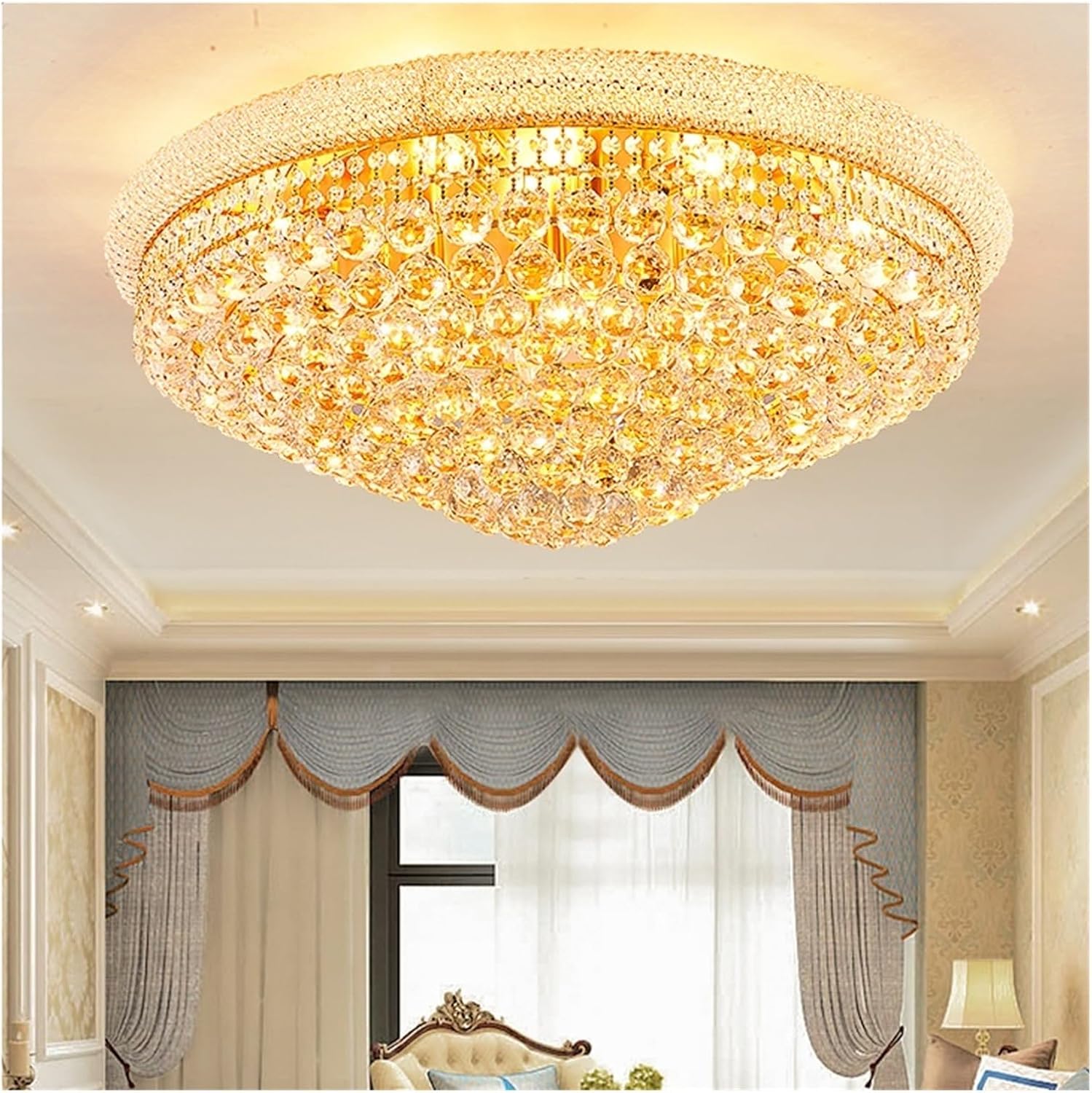 Lustra LED Aplicata Crystal Dome Telecomanda si RGB Chandeliers