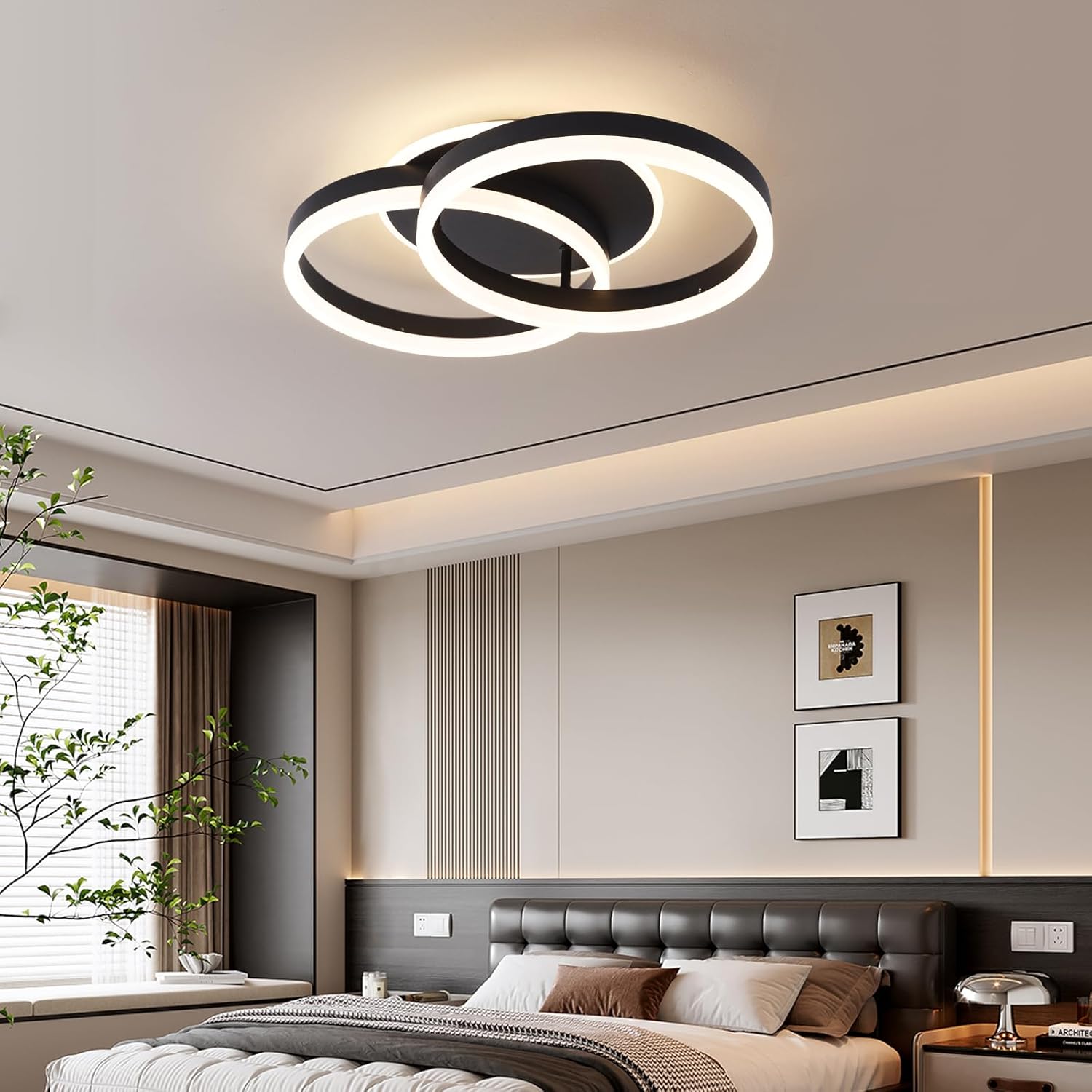 Lustra LED Beauty Black 1 + 1 Circle Echivalent 400W Telecomanda NEAGRA / CIRCLE DESIGN Lighting Fixtures