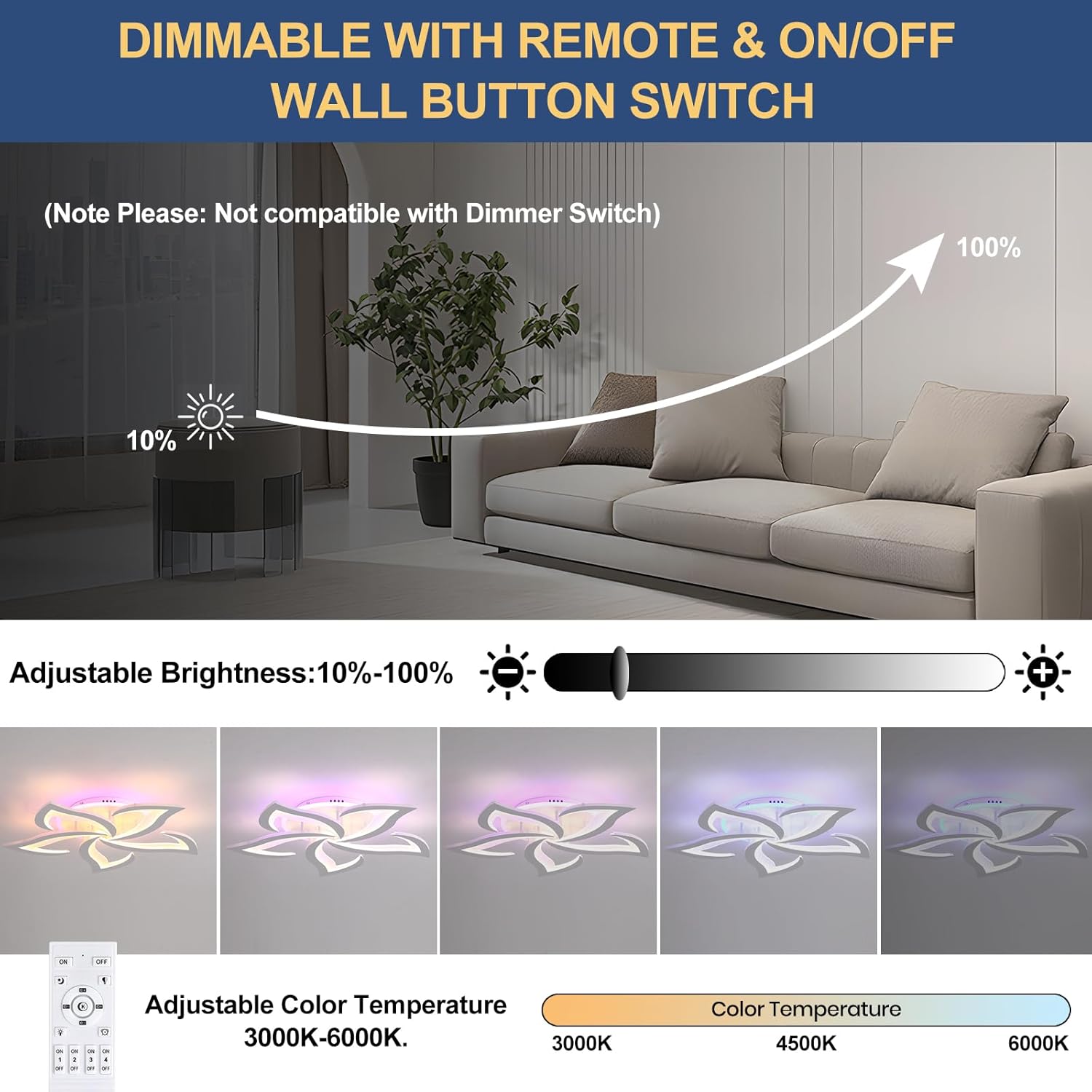 Lustra Led Narcisse Rgb Echivalent 600W Telecomanda Ceiling Light Fixtures