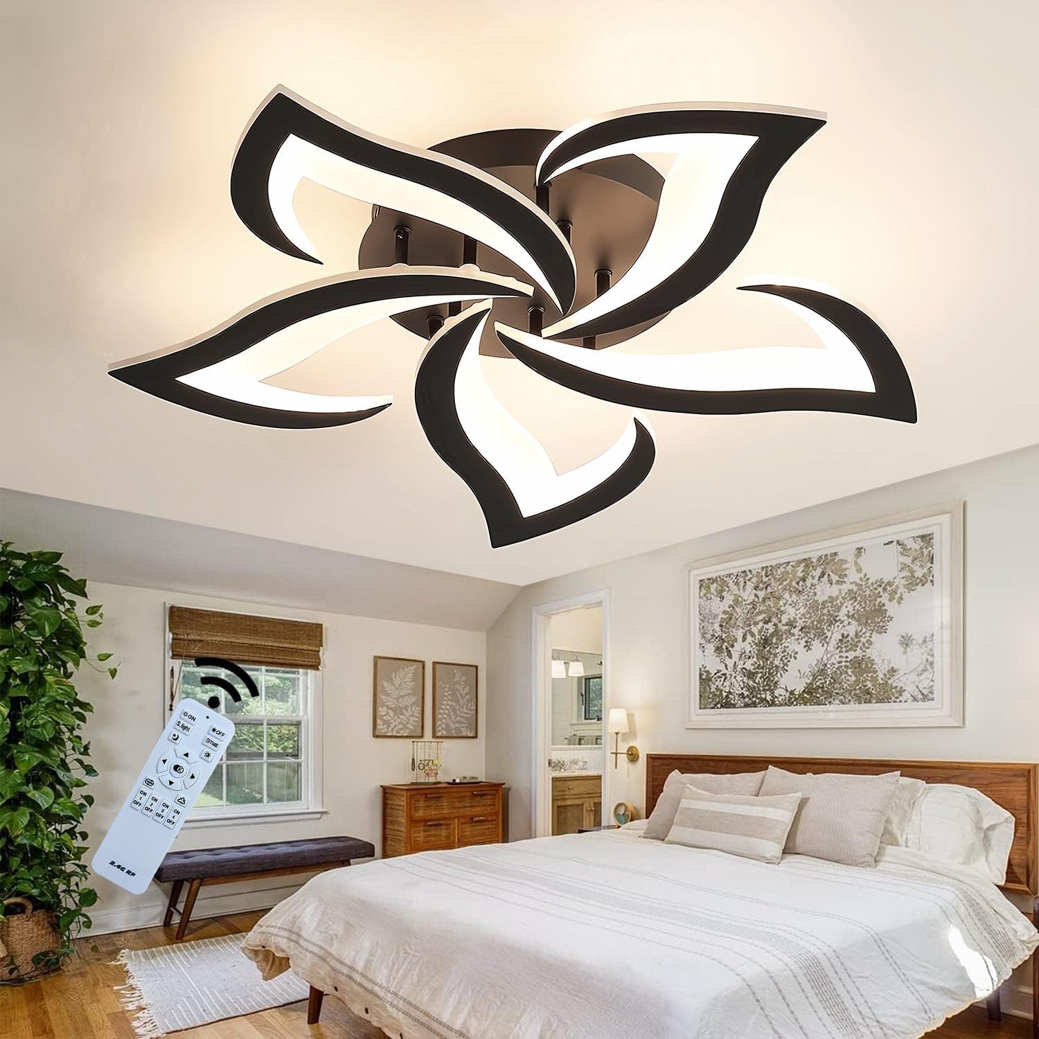 Lustra Led Narcisse Black Telecomanda Echivalent 500W Lighting Fixtures