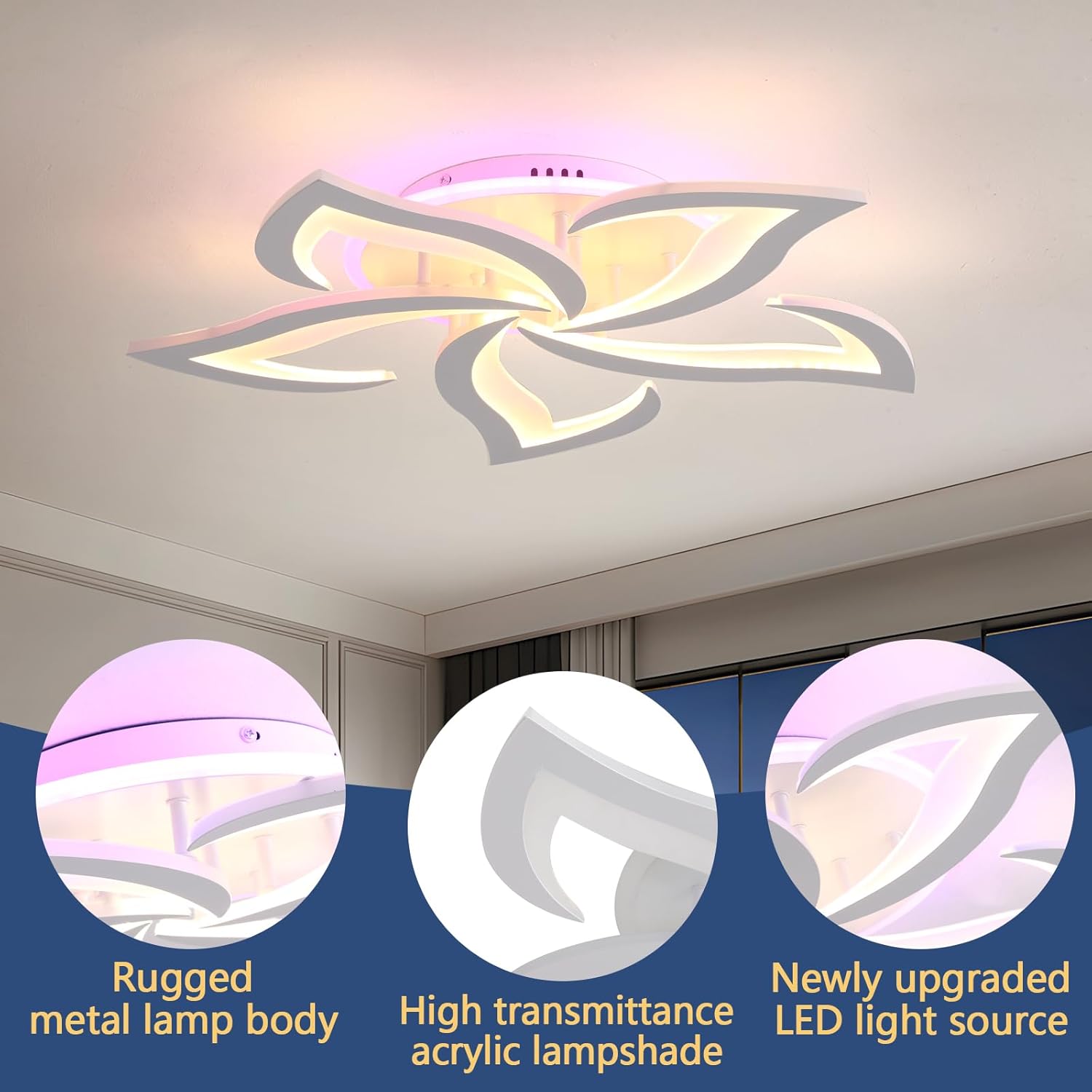 Lustra Led Narcisse Rgb Echivalent 600W Telecomanda Ceiling Light Fixtures