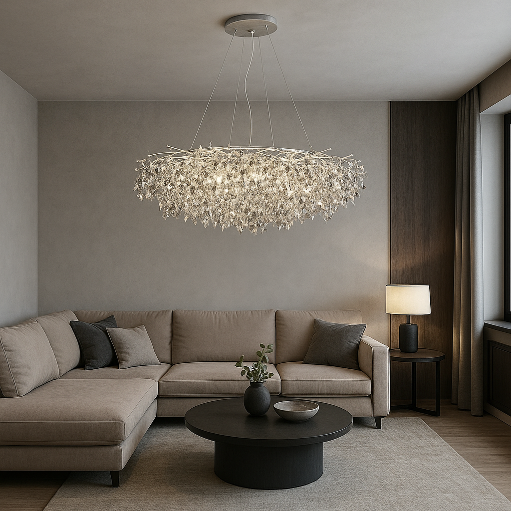 Candelabru Cristal LUXURY Silver SOFT 120x55cm ARGINTIE / 120X55CM / LUXURY Chandeliers Crystal