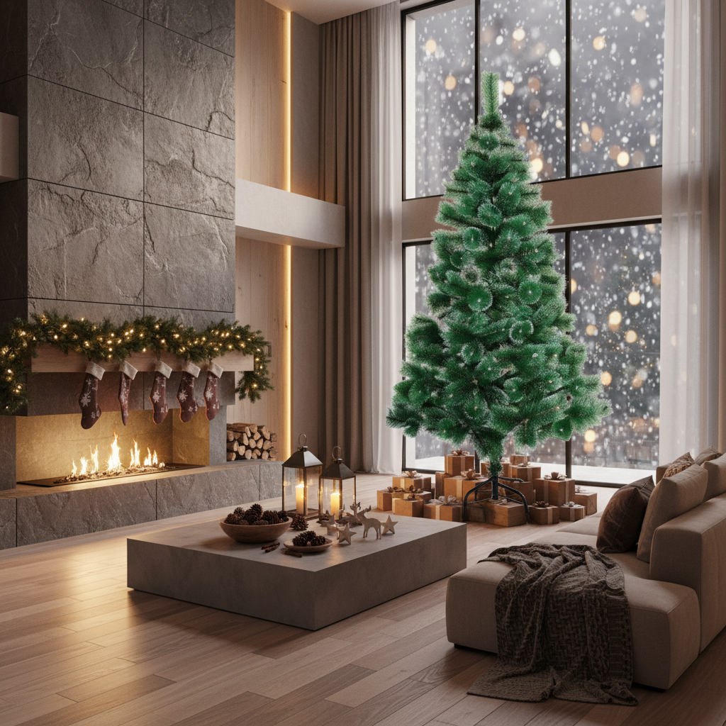 Brad Artificial de Craciun 240cm Pin Varfuri Ninse, Ace 3D, Suport Metalic