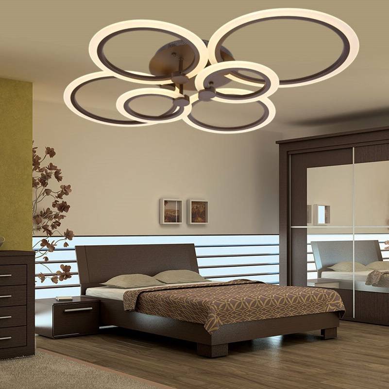 Lustra Led 4 + 2 Circle Maxi Brown Design Telecomanda Lighting Fixtures