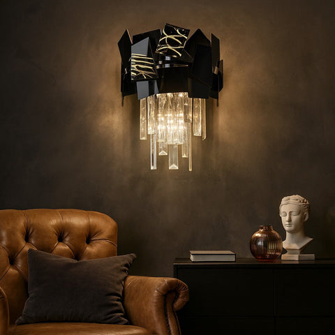 Aplica Perete Cristal Modern Troy Negru Lucios - RESIGILAT R1 -