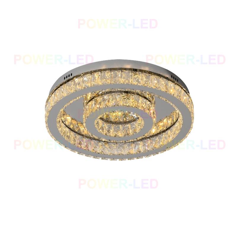 Lustra Led 84W Two Circle Cristal Telecomanda Lighting Fixtures