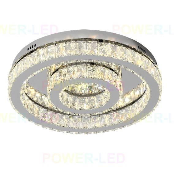 Lustra Led 84W Two Circle Cristal Telecomanda Lighting Fixtures